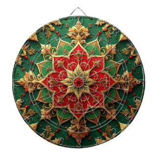 Red Green Decorative Floral Dartboard