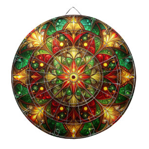 Red Green Decorative Floral Dartboard