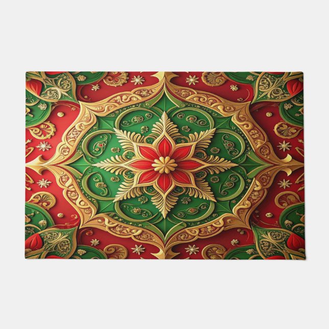 Red Green Decorative Holiday Doormat (Front)