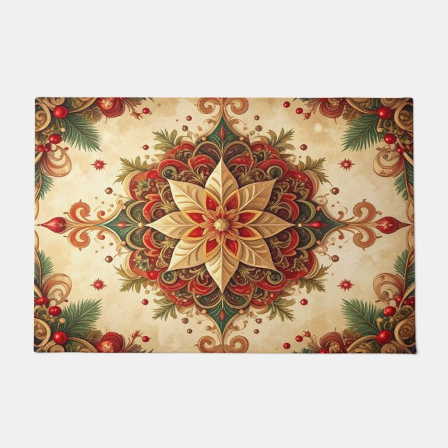 Red Green Decorative Holiday Doormat (Front)