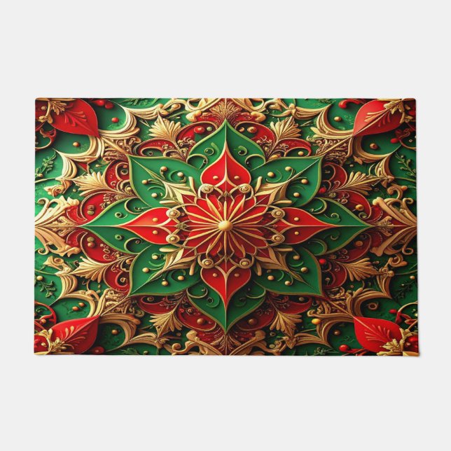 Red Green Decorative Holiday Doormat (Front)