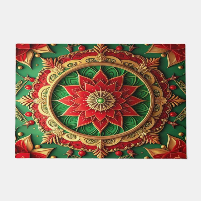 Red Green Decorative Holiday Doormat (Front)