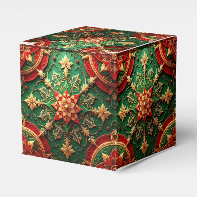 Red Green Decorative Holiday Favor Box (Front Side)