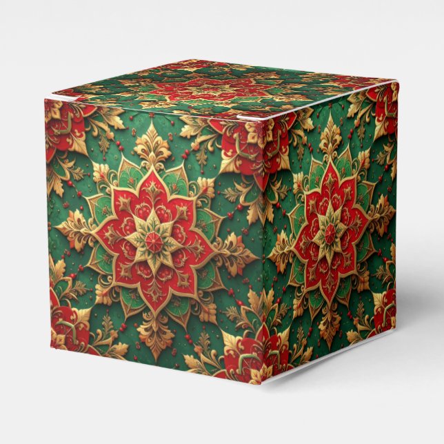 Red Green Decorative Holiday Favor Box (Front Side)