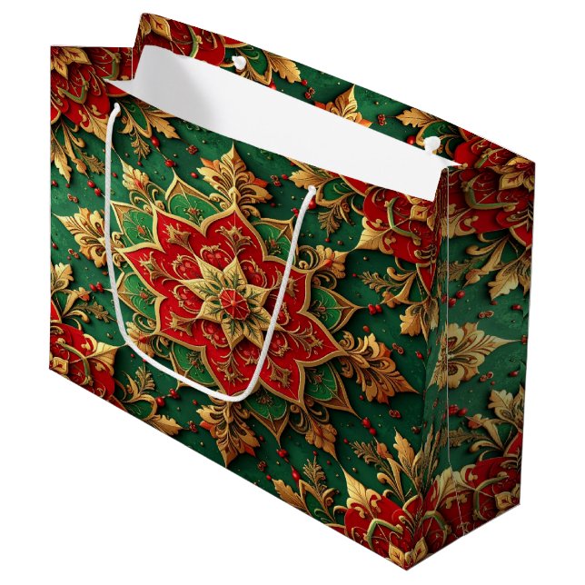 Red Green Decorative Holiday Gift Bag (Front Angled)