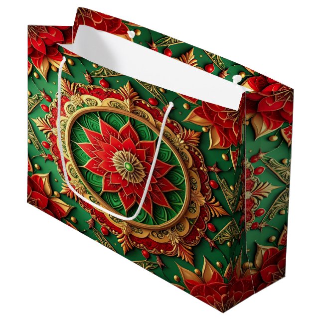 Red Green Decorative Holiday Gift Bag (Front Angled)