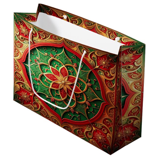 Red Green Decorative Holiday Gift Bag (Front Angled)