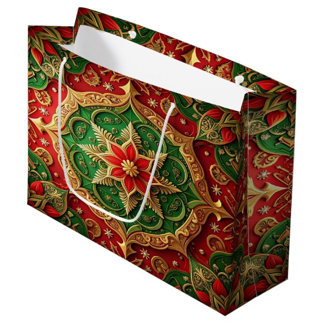 Red Green Decorative Holiday Gift Bag (Front Angled)