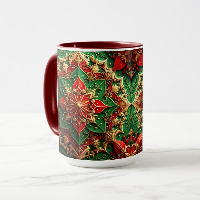 Red Green Decorative Holiday Mug (Front Left)