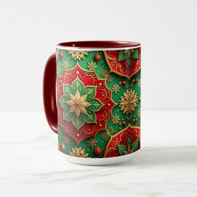 Red Green Decorative Holiday Mug (Front Left)