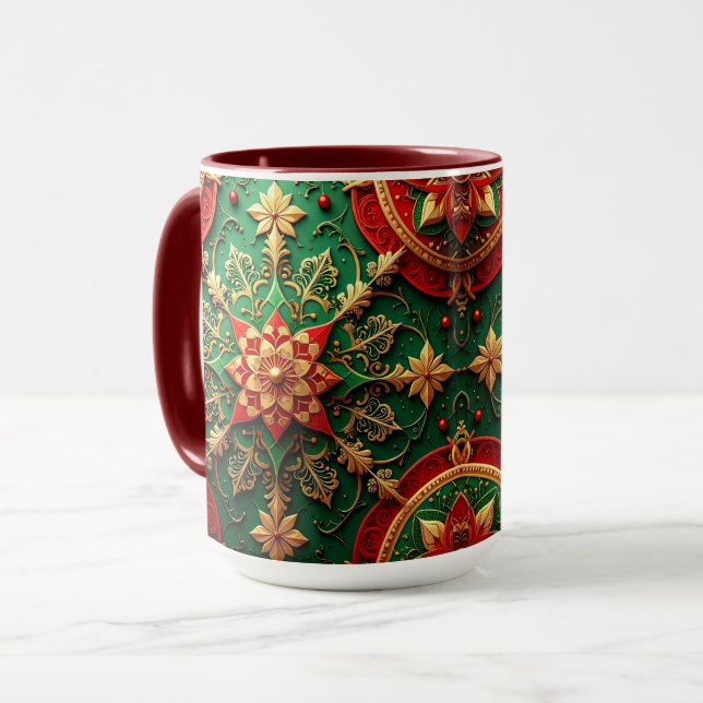 Red Green Decorative Holiday Mug (Front Left)