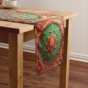 Red Green Decorative Holiday Table Runner