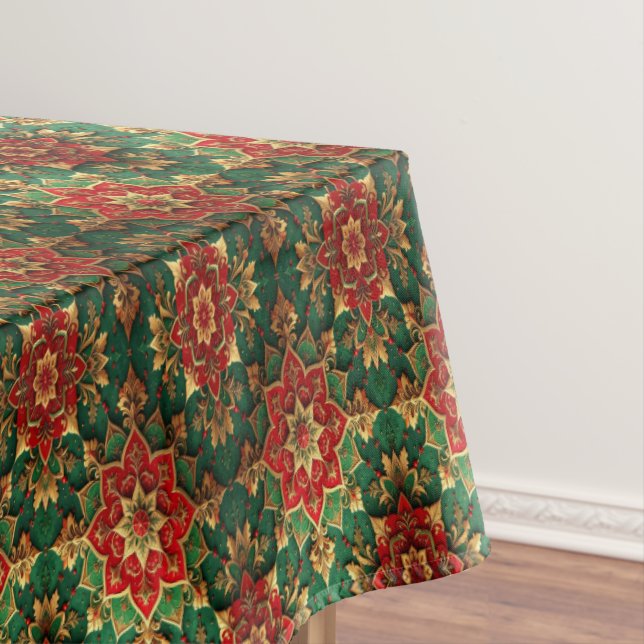 Red Green Decorative Holiday Tablecloth (In Situ)