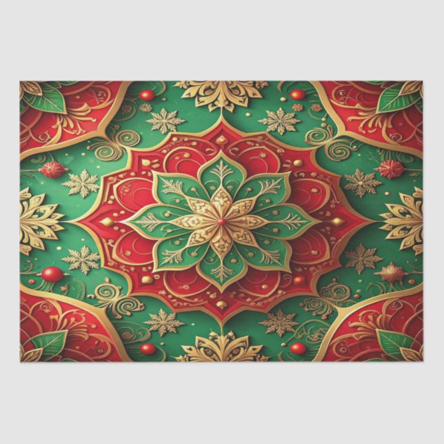 Red Green Decorative Holiday Tissue Paper (Front)