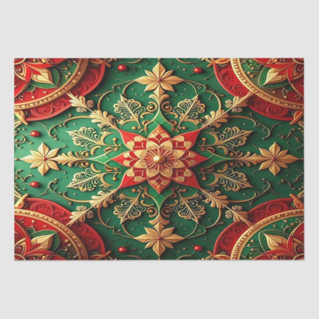 Red Green Decorative Holiday Tissue Paper (Front)