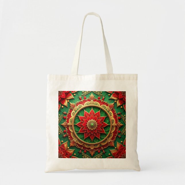 Red Green Decorative Holiday Tote Bag (Front)
