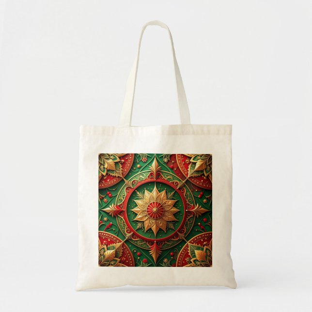 Red Green Decorative Holiday Tote Bag (Front)