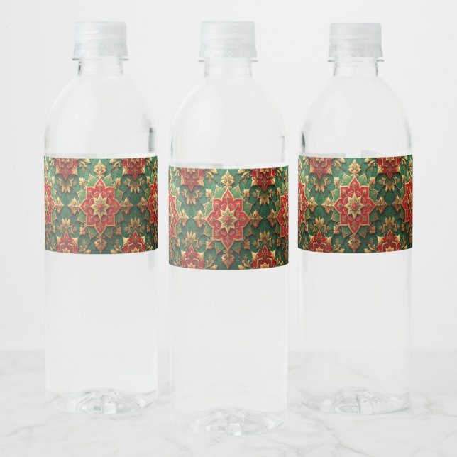 Red Green Decorative Holiday Water Bottle Label (Bottles)
