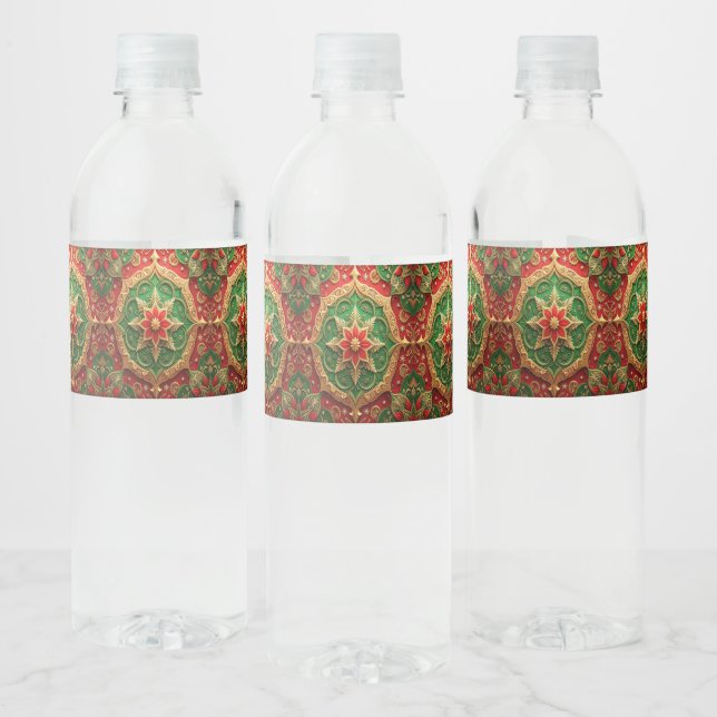 Red Green Decorative Holiday Water Bottle Label (Bottles)