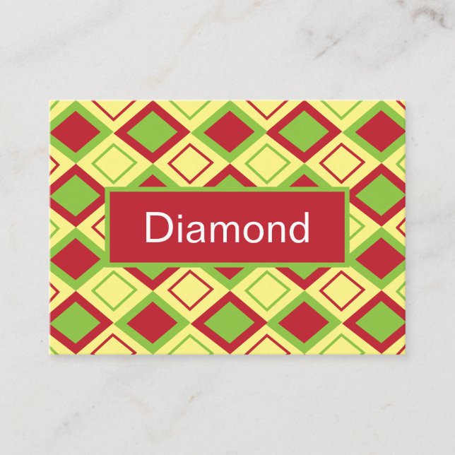 Red Green Diamond Geometric  Business Card (Front)