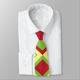 Red Green Diamond Geometric Tie