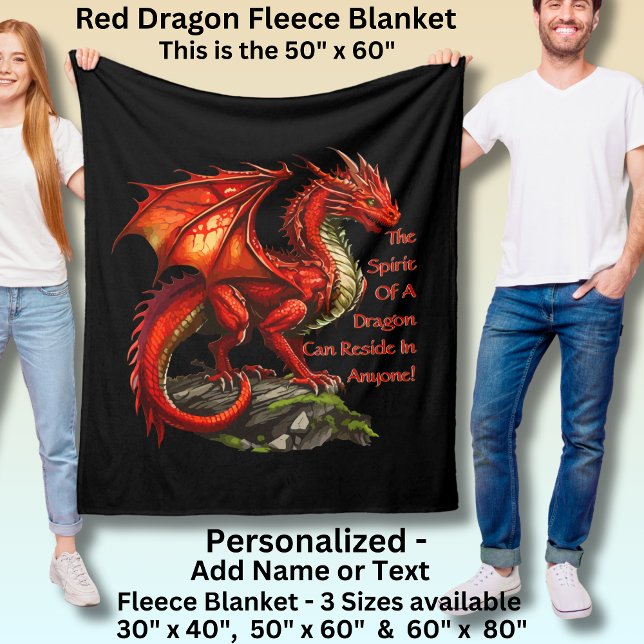 Red Green Dragon,  Spirit Can Reside in Anyone Fleece Blanket (Creator Uploaded)