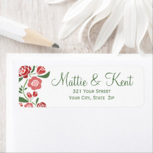 Red Green Elegant Wedding December Return Address