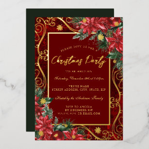 Red Green Festive Flower Frame Christmas Party