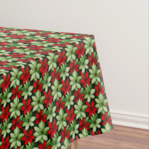 red green festive Poinsettia tiled Christmas Tablecloth