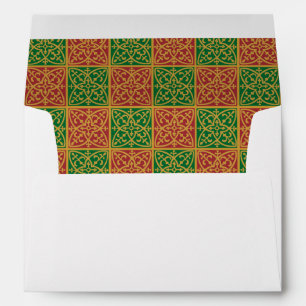 Red Green Fleur-de-Lis Art Lined Envelopes