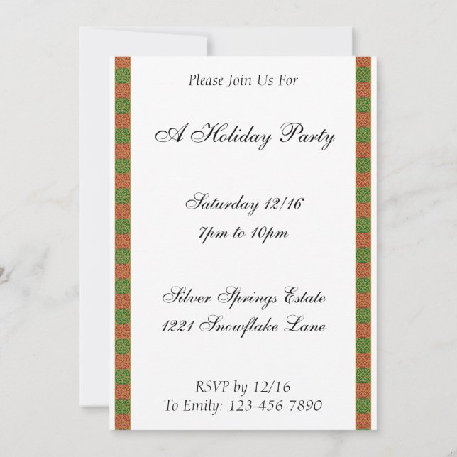Red Green Fleur de Lis Custom Holiday 5x7 Invitation (Back)