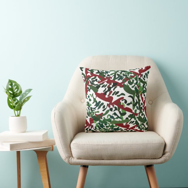 Red Green Flora Botanical Cushion (Chair)