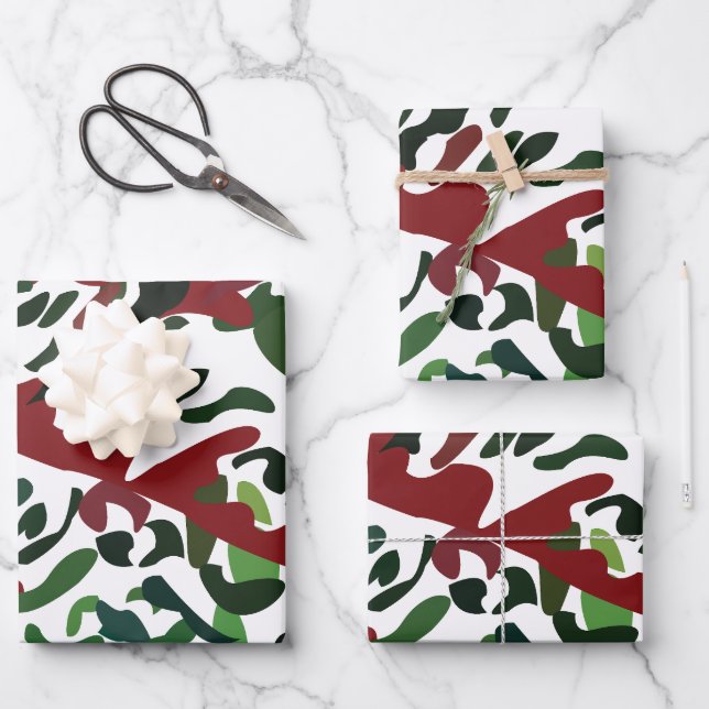 Red Green Flora Botanical Wrapping Paper Sheet (Front)