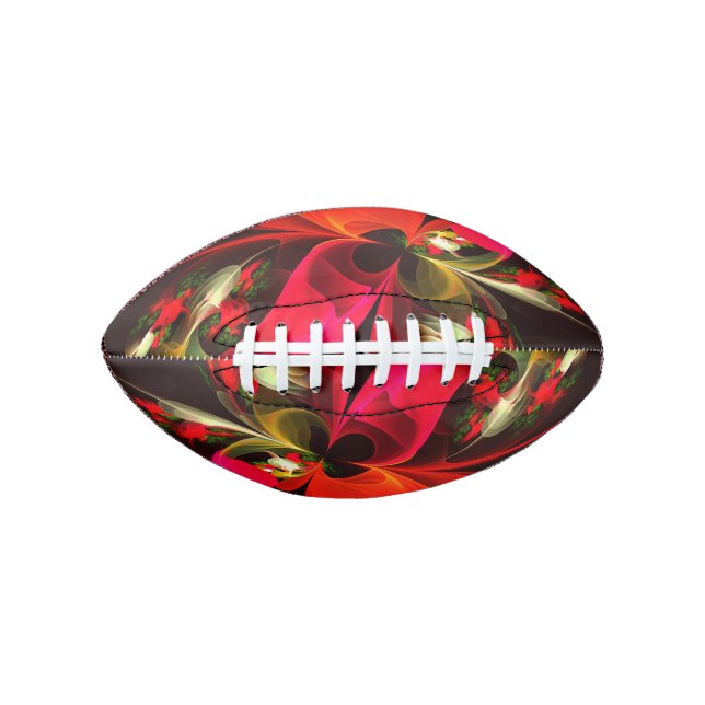 Red Green Floral Modern Abstract Art Pattern #02 American Football (Front)
