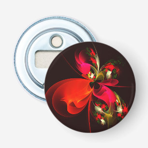 Red Green Floral Modern Abstract Art Pattern #02 Bottle Opener