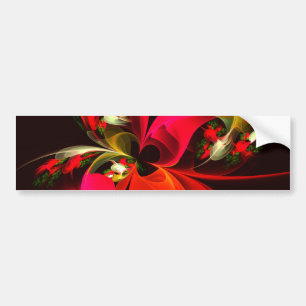 Red Green Floral Modern Abstract Art Pattern #02 Bumper Sticker