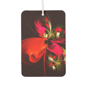 Red Green Floral Modern Abstract Art Pattern #02 Car Air Freshener