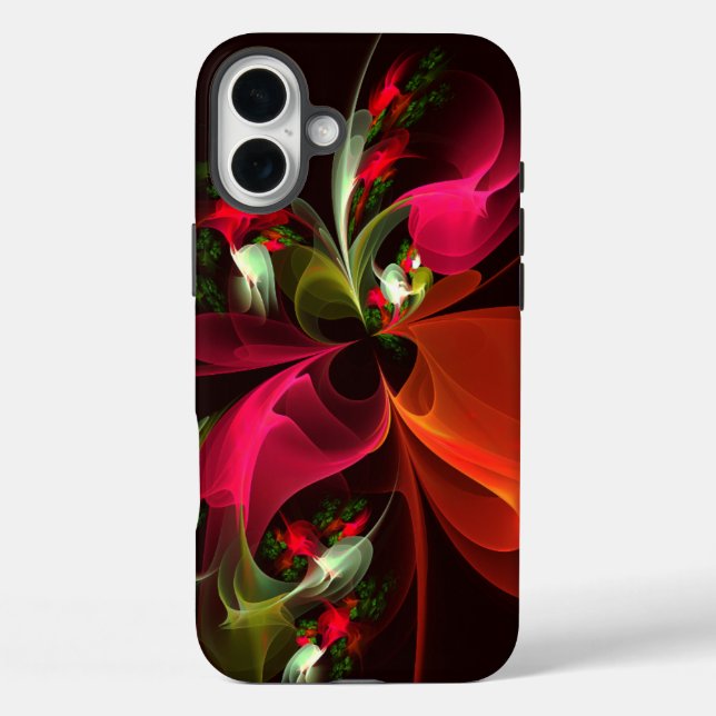 Red Green Floral Modern Abstract Art Pattern #02 Case-Mate iPhone Case (Back)