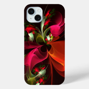 Red Green Floral Modern Abstract Art Pattern #02 iPhone 15 Mini Case