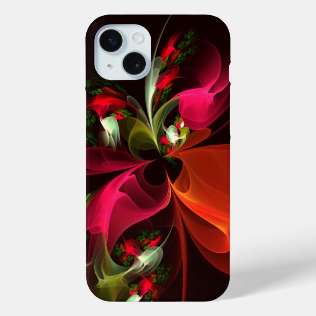 Red Green Floral Modern Abstract Art Pattern #02 Case-Mate iPhone Case (Back)