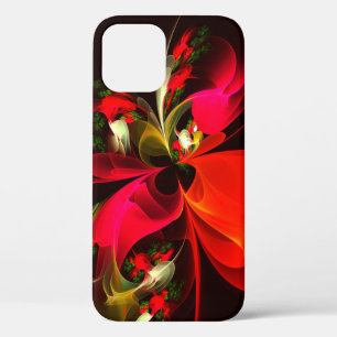 Red Green Floral Modern Abstract Art Pattern #02 iPhone 12 Case