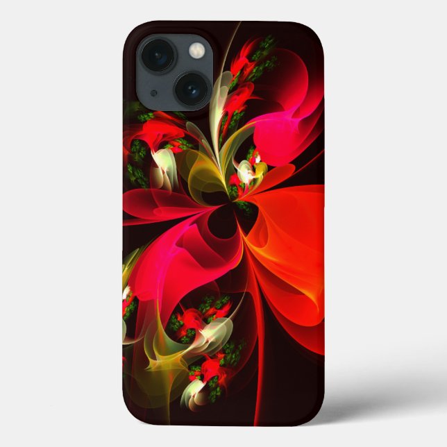 Red Green Floral Modern Abstract Art Pattern #02 Case-Mate iPhone Case (Back)