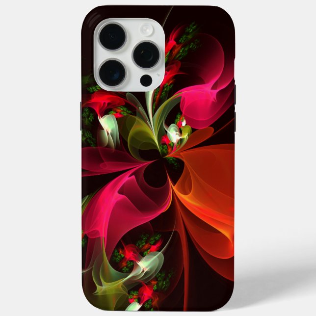 Red Green Floral Modern Abstract Art Pattern #02 Case-Mate iPhone Case (Back)