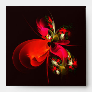 Red Green Floral Modern Abstract Art Pattern #02 Envelope