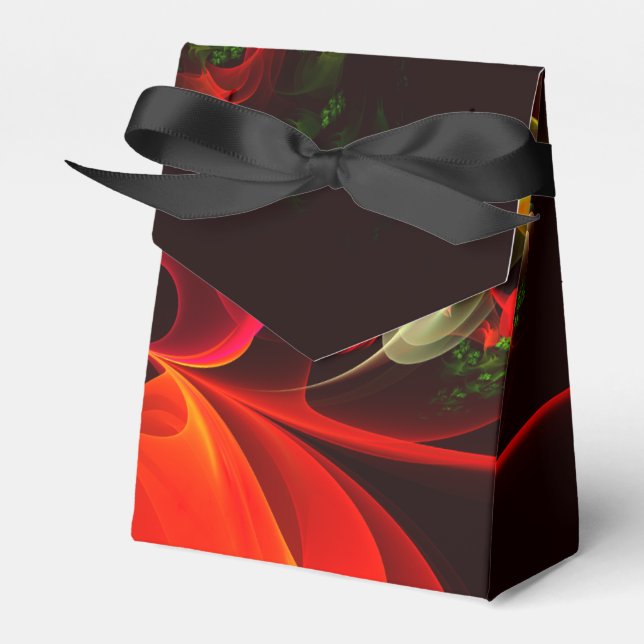 Red Green Floral Modern Abstract Art Pattern #02 Favour Box (Front Side)