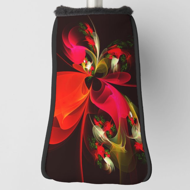 Red Green Floral Modern Abstract Art Pattern #02 Golf Head Cover (Rotate 90)