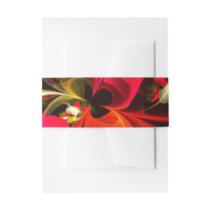 Red Green Floral Modern Abstract Art Pattern #02 Invitation Belly Band