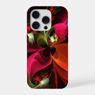 Red Green Floral Modern Abstract Art Pattern #02 iPhone 15 Pro Case