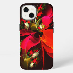 Red Green Floral Modern Abstract Art Pattern #02 iPhone 13 Case