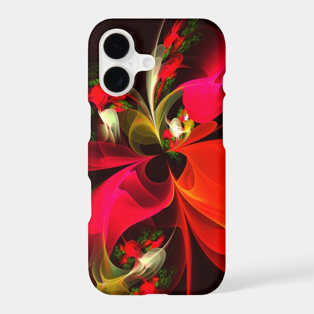 Red Green Floral Modern Abstract Art Pattern #02 iPhone Case (Back)
